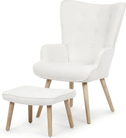 Fehér relaxfotel, bouclé szövet kárpitozással, AK-319 WT2