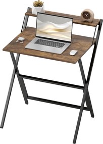 HOMCOM összecsukható számítógépasztal 65,5×45 cm tárolópolccal — rusztikus barna | Aosom