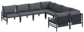 Kerti Kanapé Szett 8 pcs Antracit Acél