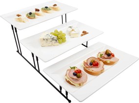 Háromszintes tálaló állvány, fehér/fekete, AMATO
