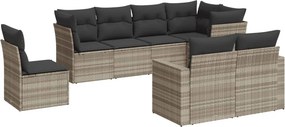 vidaXL 8 részes világosszürke polyrattan kerti ülőgarnitúra párnával