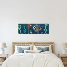 Kép - festett hal (órával) (90x30 cm)