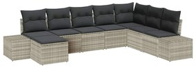 vidaXL Kerti Kanapé Szett párnával 8 pcs Világosszürke polirattan