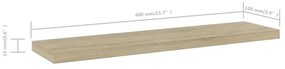 4 db sonoma tölgy színű szerelt fa könyvespolc 40 x 10 x 1,5 cm