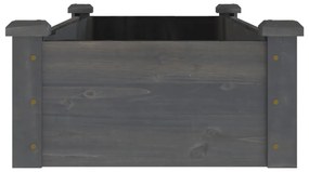 Szürke tömör fenyőfa kerti magaságyás béléssel 120x45x25 cm