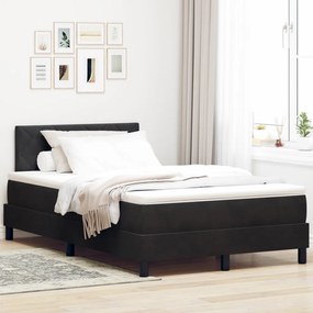 Boxspring Ágy Mattal Fekete Kisebb Kétszemélyes Bársony