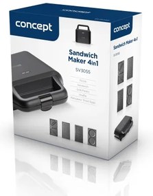 Concept SV3055 - Szendvics készítő 4in1 700W/230V fekete