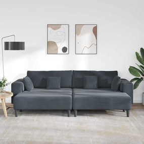 Bársony Kanapé párnával 3 pcs Sötétszürke 208 cm Bársony