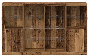 Büfé LED Fényekkel Régi Fa 163x37x100 cm Mérnöki Fa