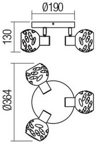 Redo 04-518 - Spotlámpa TORN 3xE14/28W/230V