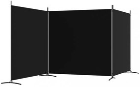 3 paneles fekete szövet térelválasztó 525x180 cm