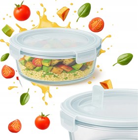 400 ml-es kerek légmentesen záródó üveg ételtároló doboz iskolai munkához