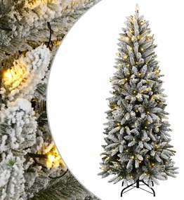műkarácsonyfa 300 LED-del és pelyhes hóval 180 cm