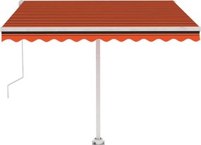 vidaXL narancssárga-barna automata póznás napellenző 350 x 250 cm
