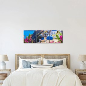 Kép - Santorini, Görögország (órával) (90x30 cm)
