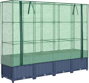 vidaXL rattan hatású magaságyás üvegháztakaróval 160 x 40 x 138 cm