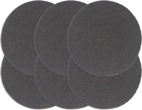 vidaXL 6 db sima sötétszürke kerek pamutalátét 38 cm