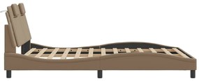 kávészínű műbőr ágykeret LED-világítással 140 x 200 cm