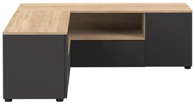 Fekete-natúr színű TV-állvány tölgyfa dekorral 130x46 cm Angle – TemaHome