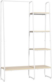 HOMCOM Fa Ruhafogas 5 Polccal és Akasztóval, Nagyítás 101x39x160 cm, Természetes | Aosom
