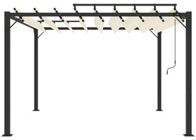 krémszínű szövet és alumínium pavilon lamellás tetővel 3 x 3 m