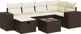 vidaXL 7 részes barna polyrattan kerti ülőgarnitúra párnákkal