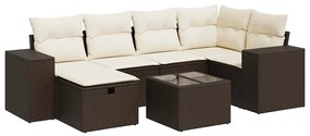 vidaXL 7 részes barna polyrattan kerti ülőgarnitúra párnákkal