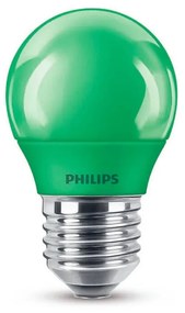 Philips P45 E27 LED kisgömb fényforrás, 3.1W=15W, zöld, 220-240V