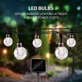 Grundig - LED napelemes lánc 50 LED, 8 funkció, 6,9 m, meleg fehér, 600 mAh