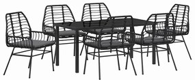 vidaXL Kert étkező szett 7 pcs Fekete polirattan