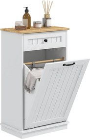 HOMCOM Fürdőszobai Tároló Szekrény Mosodáskosár Fürdőszobai Szekrény Fiókkal és Felborulás Elleni Tervezéssel Modern Fürdőszobai Bútor 52x33x90 cm Feh