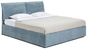 Kék kárpitozott ágyneműtartós franciaágy ágyráccsal 180x200 cm Thessa Pillow – Bonami Selection