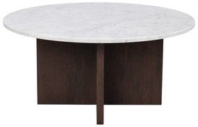 Fehér-barna márvány kerek dohányzóasztal 90x90 cm Brooksville - Rowico