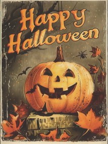 Poszter Happy Halloween 21x15cm Sütőtök rémisztő kísértettemető P2372_A5