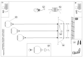Sollux SL.1142 - Csillár zsinóron ALINO 3xE27/60W/230V fekete