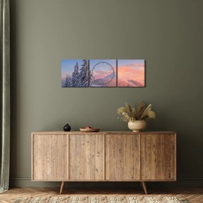 Kép - Téli táj (órával) (90x30 cm)