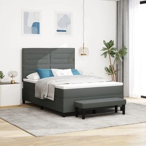 Box Spring Ágy Matrac és Pad Sötétszürke 140x190 cm Szövet