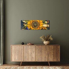 Kép - Őszi virágok (órával) (90x30 cm)
