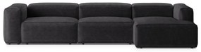 Sötétszürke kordbársony sarokkanapé (jobb oldali-heverő résszel) Bergano – Cosmopolitan Design
