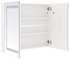 fényes fehér LED-es tükrös fürdőszobaszekrény 80 x 12 x 68 cm