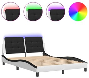 fehér és fekete ágykeret LED-ekkel matrac nélkül Zadar 140 x 190 cm