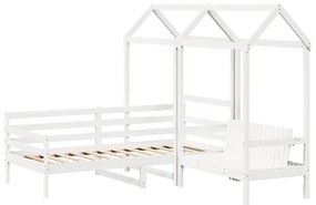 fehér tömör fenyőfa kanapéágy és pad tetővel 80 x 200 cm