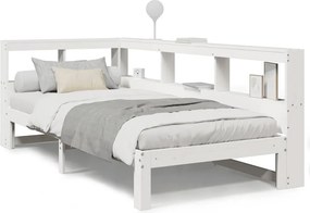 vidaXL fehér tömör fenyőfa könyvespolcos ágy matrac nélkül 90 x 200 cm