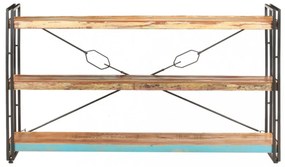 3 szintes tömör újrahasznosított fa könyvespolc 140x30x80 cm