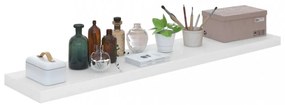 2 db magasfényű fehér MDF lebegő fali polc 120 x 23,5 x 3,8 cm