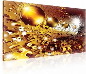 Vászonkép 100x75 Arany alagút absztrakt 3D gömbök dinamika futurisztikus mozgás