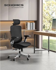 SONGMICS Ergonomikus szék, állítható, dönthető irodai szék, fekete