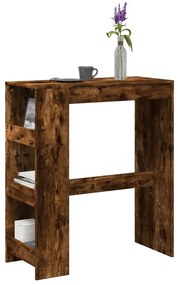 füstös tölgy szerelt fa bárasztal tárolókkal 90 x 40 x 103,5 cm