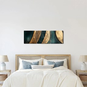 Kép - Zöld absztrakció arannyal I. (órával) (90x30 cm)