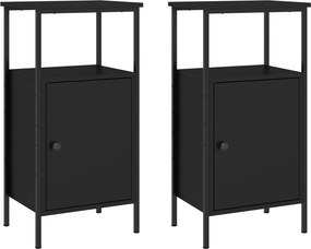 vidaXL 2 db fekete szerelt fa éjjeliszekrény 41 x 31 x 80 cm
